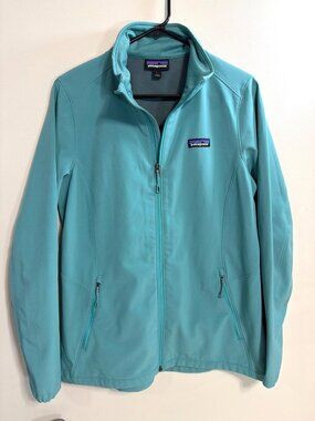 Patagonia Womens Large Full-Zip Turquoise Jacket With Logo Lightweight And Comfo
